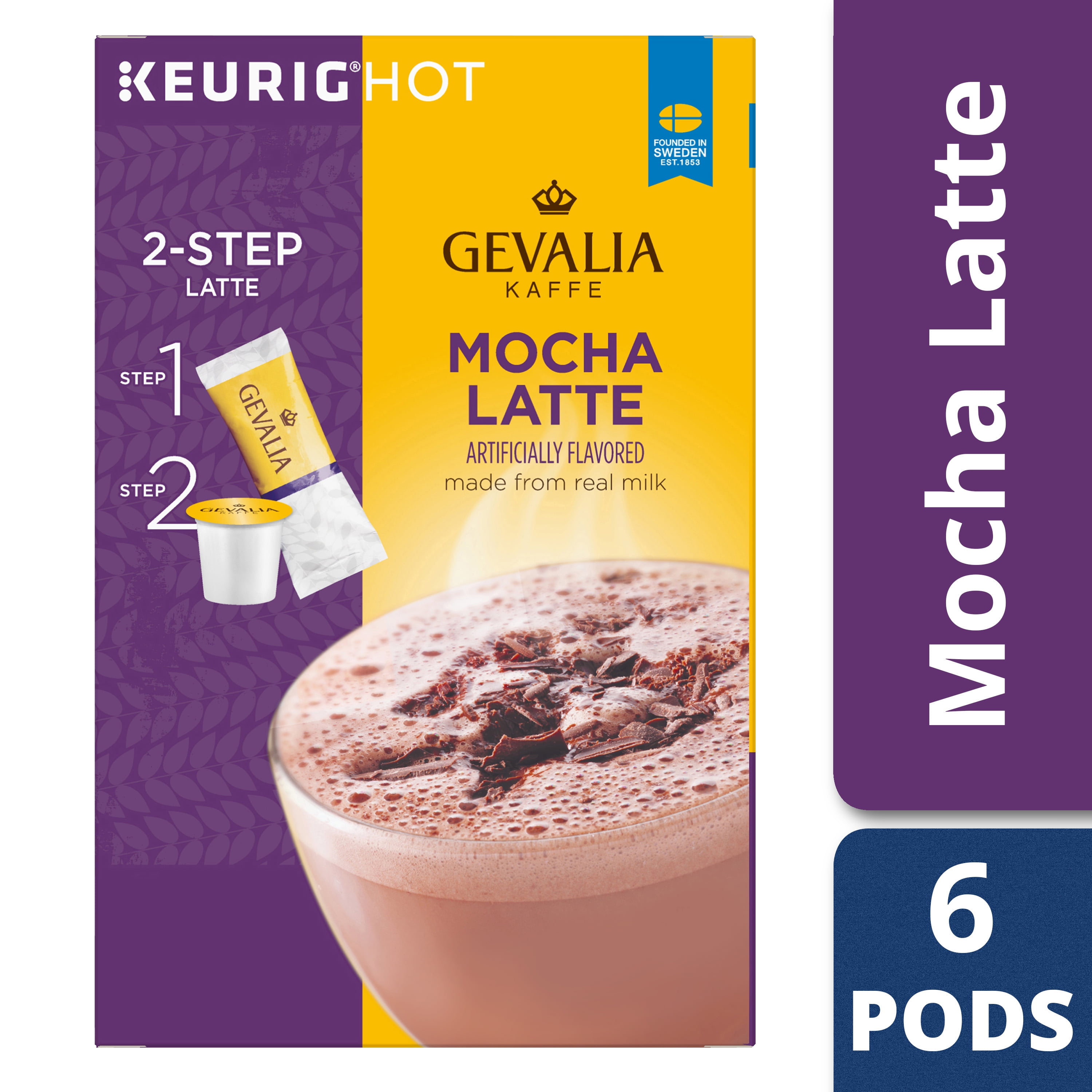 Gevalia Mocha Latte K Cup Espresso Pods with Latte Froth Packets