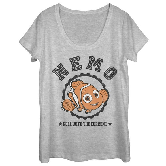 Women's Finding Dory Nemo Roll with Current Scoop Neck Athletic Heather Large