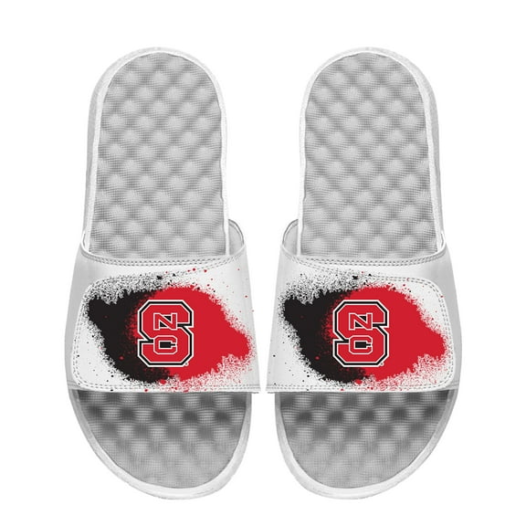 Youth ISlide White NC State Wolfpack Spray Paint Slide Sandals