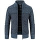 thumbnail image 1 of Chaqueta de otoño e invierno para hombre, chaqueta con forro polar y cuello grueso, chaqueta de punto con costura para hombre, chaqueta tipo cárdigan cálida, 1 of 5