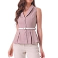 thumbnail image 1 of CHALECO BLAZER DE OFICINA CON CINTURÓN Y HEM PEPLUM SIN MANGAS DE LA MUJER INSPIRADA CHIC EN GRIS Y ROSA, 1 of 6
