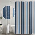 thumbnail image 5 of Blue Beige Striped Shower Curtain, Waterproof Shower Curtains for Bathroom, Modern Stripes Art Farmhouse Washable Fabric Bathtub Curtain Set Bath Decor with 12 Hooks Extra Long 72"x96", 5 of 8