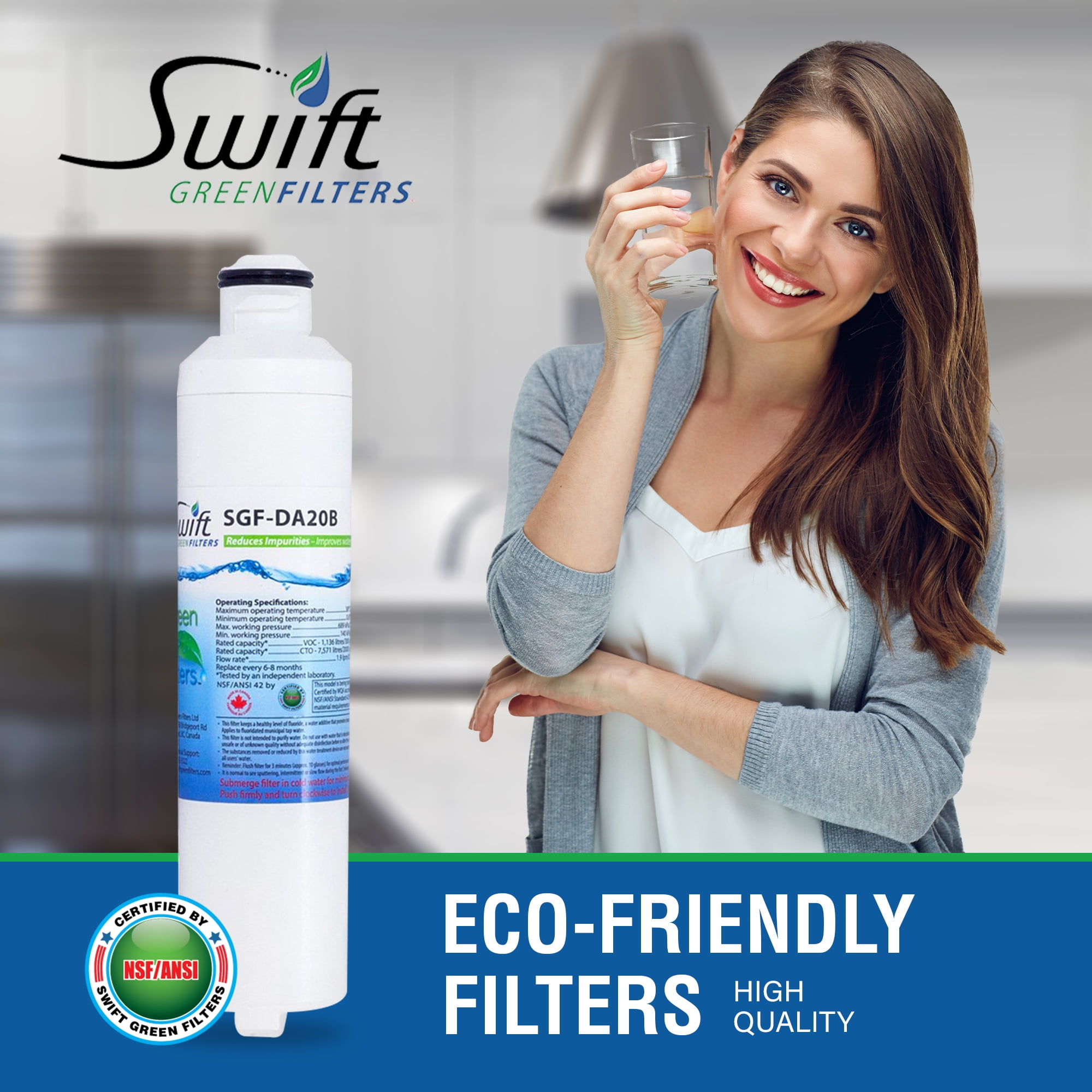Swift Green Filters SGF-DA20B Replacement for Samsung DA29-0020B Refrigerators Water Filters(2 Pack)