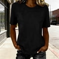 thumbnail image 2 of CUSTG Women Tshirts Elegant Solid Color Crewneck Short Sleeve Tee For Everyday Wear Breathable Soft Casual Tops Versatile T-Shirts, 2 of 4