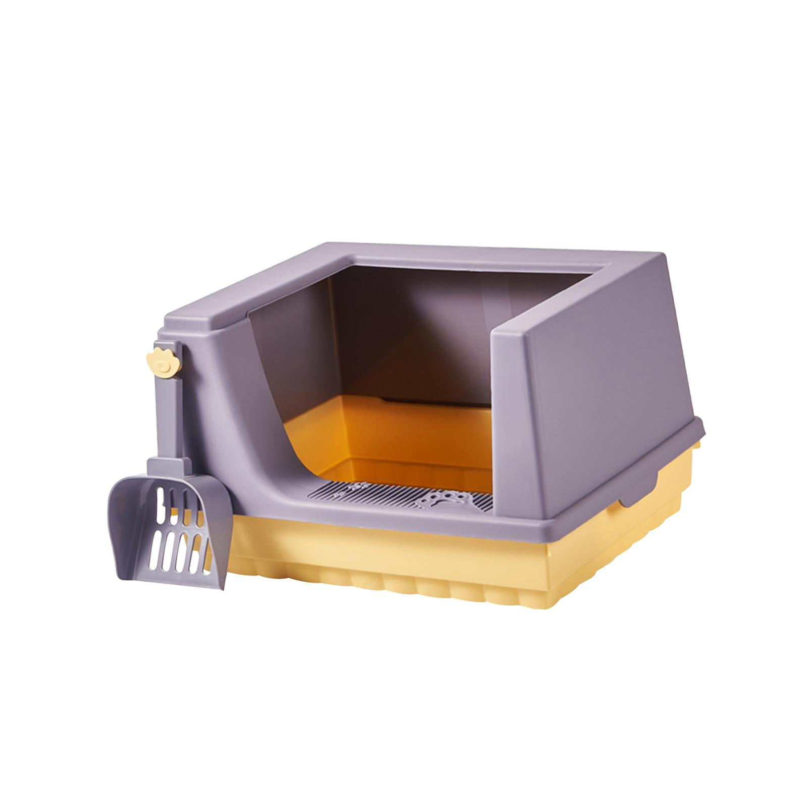 Bvdfgk Cat Litter Box Litter Tray Bottom Detachable Semi Enclosed with Portable Antiing Purple L