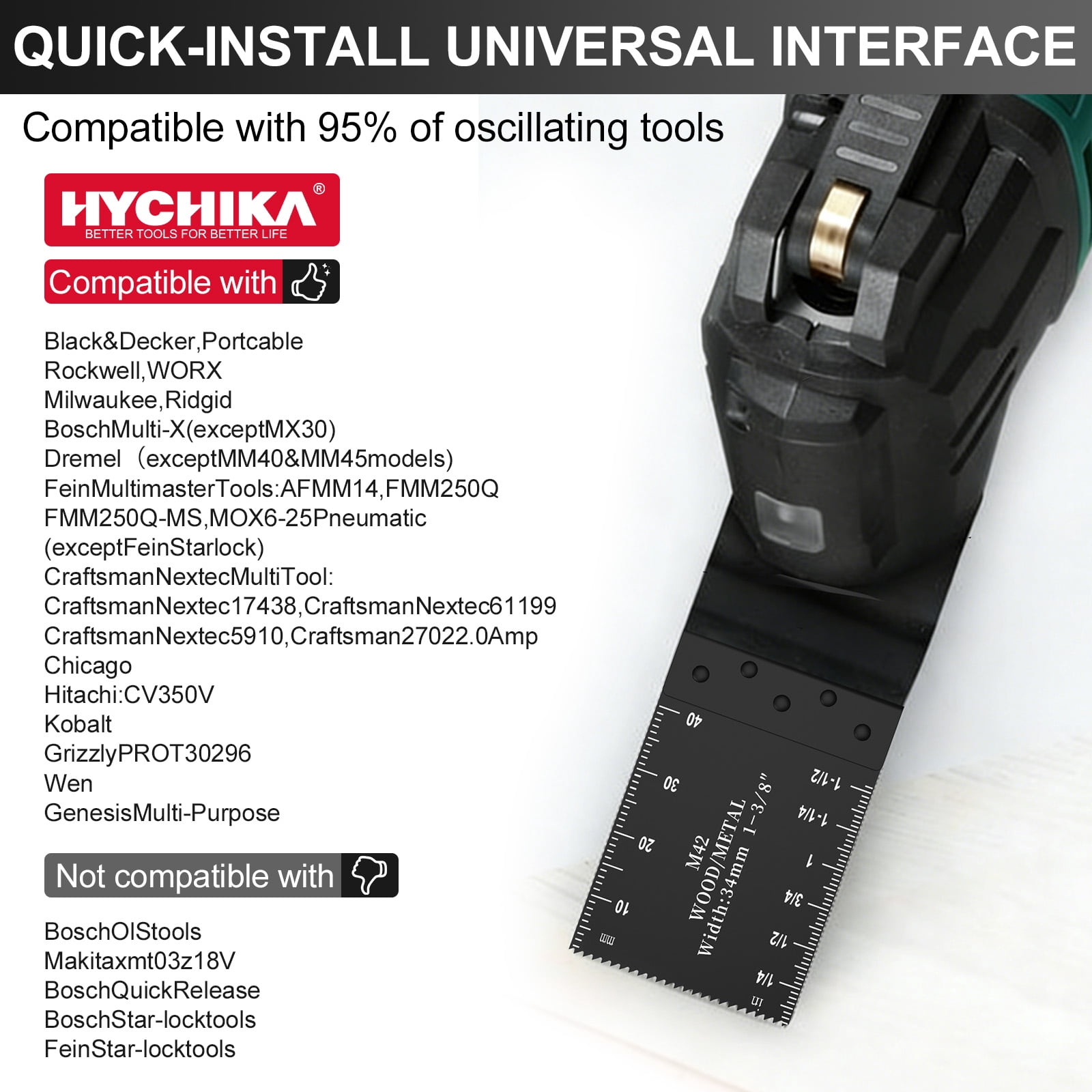 HYCHIKA 80-piece professional universal multi-tool saw blade set, quick-release design