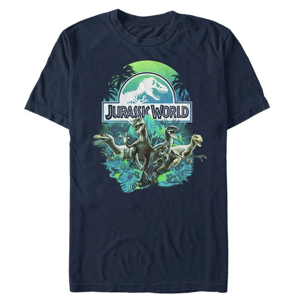 Men's Jurassic World Dinosaur Nature Scene  Graphic Tee Navy Blue 3X Large