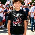 thumbnail image 2 of RTKFRFLM Kids US 250th Semiquincentennial T-Shirt 4th of July Patriotic American Flag Print Crewneck Short Sleeve Graphic Tee for Boys Girls, 2 of 4