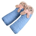 thumbnail image 5 of Women's Mid-Calf Socks with Carrot Rabbit Pattern, Lamb Fleece Lined Anti-Skid Socks, Non-Slip Grip Floor Sleep Socks, Cute Home Wear Cartoon Design Socks - Blue, 5 of 5