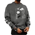 thumbnail image 1 of AIR-Chandails en Molleton pour Hommes Lettres Florales Graphique Col Rond Manches Longues Pull Automne Tops, 1 of 4
