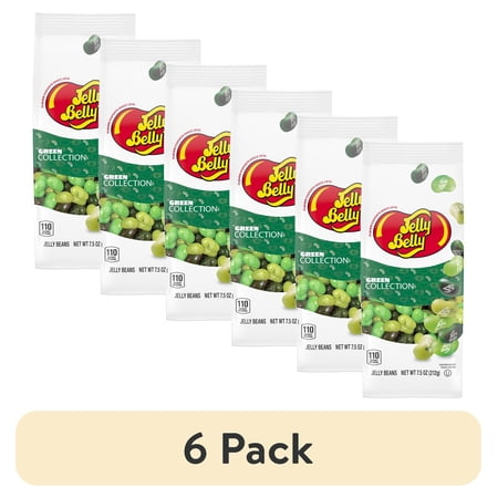 (6 pack) Jelly Belly Green Color Collection Assorted Jelly Beans – 7.5 oz Bag - Genuine Official Straight from the Source - Graduation Candy Colors