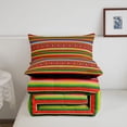 thumbnail image 5 of jejeloiu Striped Fiesta Queen Comforter Set For Men Women,Serape Pattern Comforter Sets Queen,Red Green,Black Reversible,3 Pieces,1 Comforter and 2 Pillowcases, 5 of 7