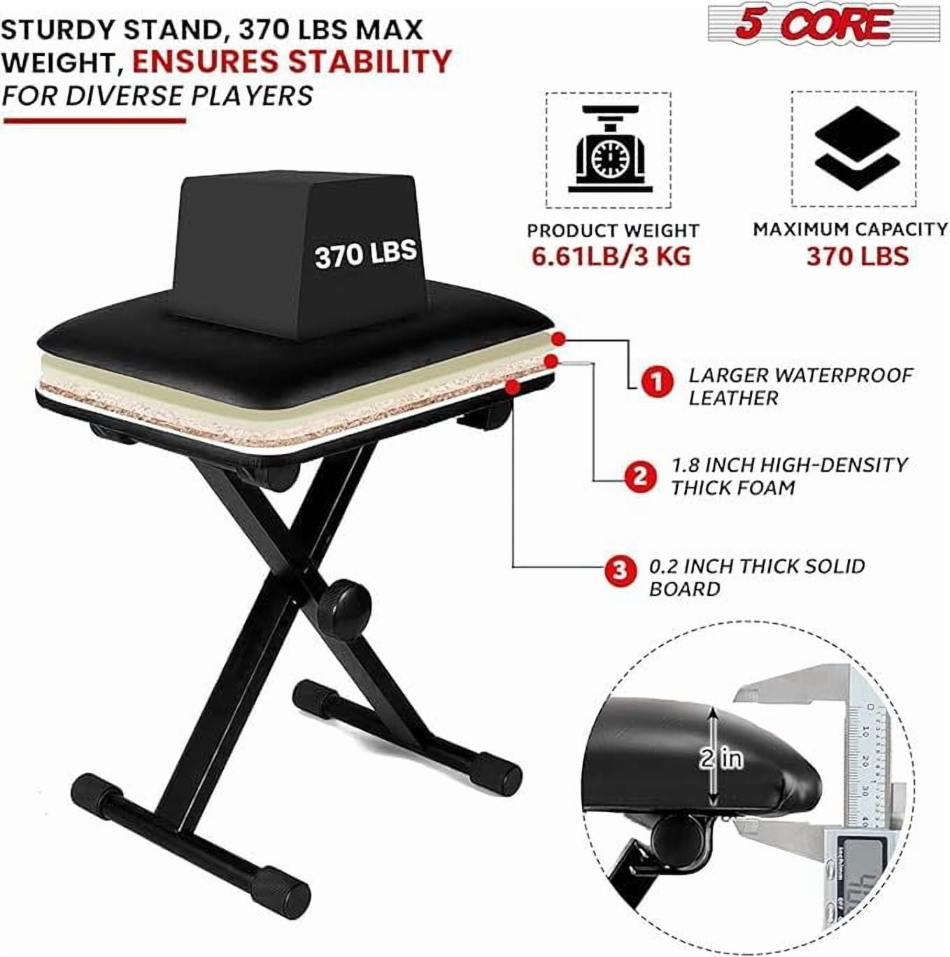 Keyboard Stand Single X Style Piano Riser Adjustable Holder + Keyboard Stool Thick Padded Piano Bench KS 1X BLU+KBB 02 BLK