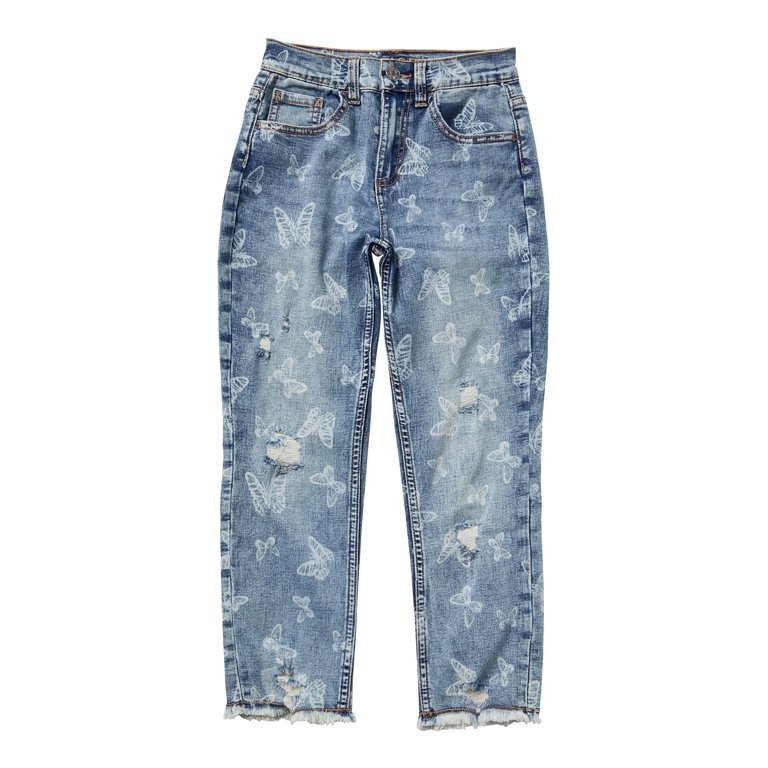 Area butterfly-patch Cropped Jeans - Blue