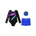 thumbnail image 3 of iiniim Leotards Gymnastics for Girls Kids Sequins Long Sleeve Dance Bodysuit with Athletic Shorts Outfits Dancewear Royal Blue 10, 3 of 7