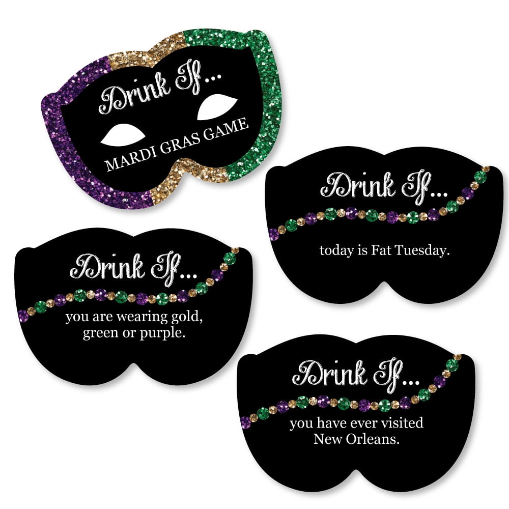 DIY Shaped Masquerade Party Cut-Outs 24 Count Big Dot of Happiness Mardi Gras