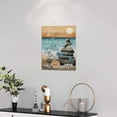 thumbnail image 3 of Inspirational Coastal Beach Canvas Wall Art Ocean Sunset Zen Stones Wall Decor Life Quotes Pictures Painting Prints Framed Artwork Decor for Bedroom Bathroom Living Room 12"x16", 3 of 6