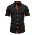 thumbnail image 2 of pstuiky camisetas de hombre, Blusa informal de encaje con botones y manga corta para hombre camisas casuales para hombre s, 2 of 7