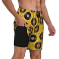 thumbnail image 2 of Balery Retro Vinyl Records Bañador para hombre, shorts de playa de secado rápido con entrepierna y forro de compresión-Small, 2 of 6