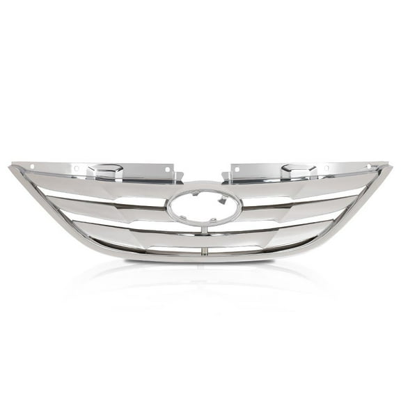 CROSSDESIGN Front Grille Grill Assembly Fit for Hyundai Sonata 2011-2013 Chrome ABS Plastic