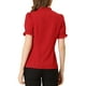thumbnail image 3 of INSPIRAR CHIC Blusas de Verano para Mujeres de Color Sólido con Lazo en el Cuello y Mangas Cortas para Usar en el Trabajo Rojo XS, 3 of 7