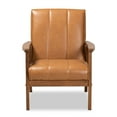 thumbnail image 3 of Baxton Studio Nikko Mid-century Modern Tan Faux Leather Upholstered and Walnut Brown finished Wood Lounge Chair, 3 of 9