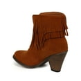 thumbnail image 3 of Nature Breeze CI62 Women Suede Almond Toe Fringe Chunky Heel Ankle Bootie, 3 of 5