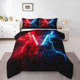 thumbnail image 2 of Erosebridal Chic Lightsaber Bedding Sets Queen with Comforter, Blue Red Duvet Insert, Lightning Decor, Reversible 3 Pieces, 2 of 8