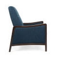 thumbnail image 6 of Noble House Roski Navy Blue Upholstered Recliner with Dark Walnut Frame, 6 of 8
