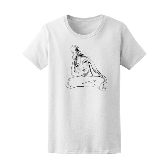Beautiful Trendy Girl Sketch Tee Women's -Image by Shutterstock