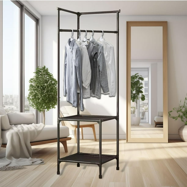 Perchero colgante para ropa perchero resistente para sala de estar bolso para el hogar sueteres chaquetas organizador de almacenamiento esquinero Negro de dos capas Walmart en linea