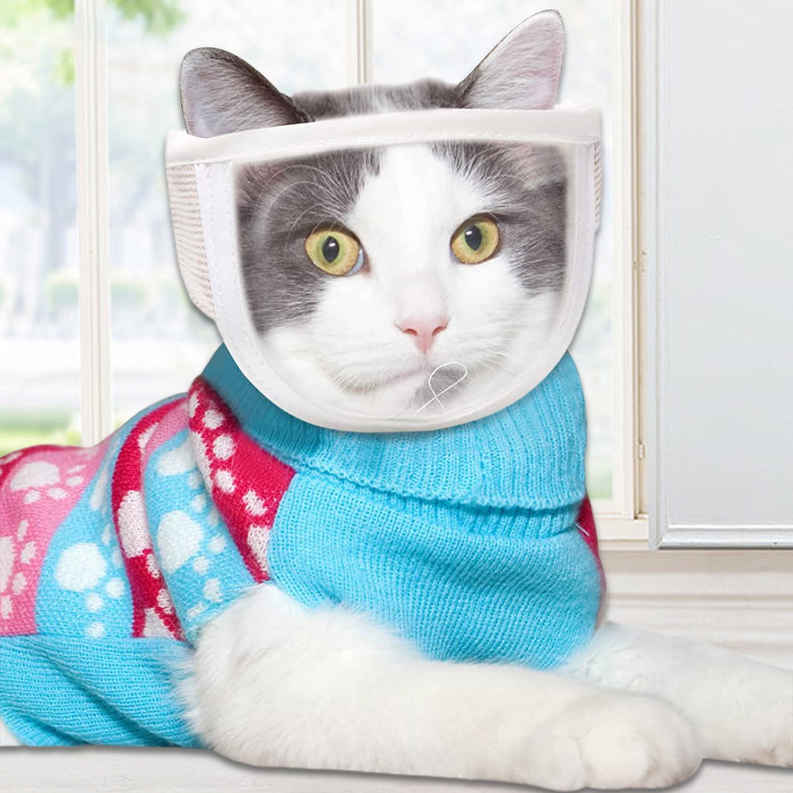 Cat Muzzle for Grooming, Breathable Transparent Cat Mouth Guard