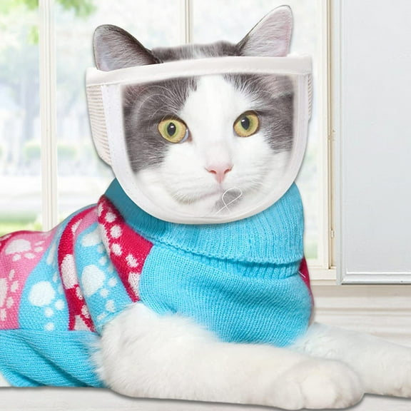 Anvazise Pet Muzzle Anti-bite Adjustable Breathable Anti-scratch Small Pet Transparent Grooming Muzzle Cat Supplies