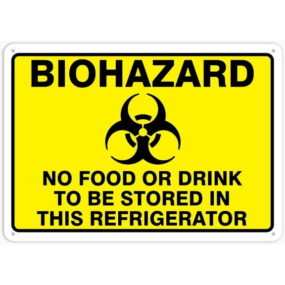 Biohazard No Food Or Drink To Be Stored In This Refrigerator Outdoor Street & Home Bar Club Kitchen Restaurant Wall Art Decor Plaque Signs 12X8Inch