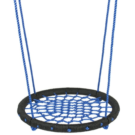 Painted Set Swing Best Choice Products 24in Round Web Swing Set w/ Nylon Net Rope for Backyard, Front Yard Tree Hanging, Outdoor Play, Playground - Blue/Black ()