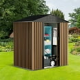 thumbnail image 5 of Historyli Shed Outdoor Storage Shed,6 X 4 FT Metal Garden Shed with Lockable Doors,Waterproof and Anti-UV,Slooping Roof Tool Shed for Backyard,Patio,Brown, 5 of 8