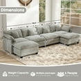 thumbnail image 6 of BedLuxury 146.5'' U shape Modular Sectional Sofa with Movable Ottomans, Modern Chenille Deep Seat Couches for Living Room, Apartment, Office, 4-Seat, Grey, 6 of 10