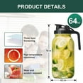 thumbnail image 2 of SUMMIT Glass Mason Jars Pitcher 64 Oz Pour Spout Lids & Handle (2 Pack) Wide Mouth Airtight Leak Proof Fridge Breast Milk Pitcher With Top Flip Cap 2 Quart Water Jug For Cold Brew Coffee, Iced Tea,, 2 of 13