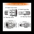 thumbnail image 5 of 8 Piezas NPT 3/8 Pulgadas de Acero Inoxidable Macho Hembra Kit de Conector RáPido Adaptadores de Lavadora a PresióN (Rosca Interna y Externa), 5 of 5