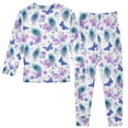 thumbnail image 3 of Pajamama Butterfly Peacock Feathers Cute Comfortable Cotton Two-piece Pajama Set, 3 of 7