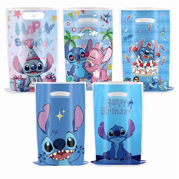 50PCS Cartoon Anime Themed Party Gift Bags, Blue Candy Bags with Handles, Suitable for Boys, Girls, Friends, Birthday Party Supplies and Decorations-5 styles