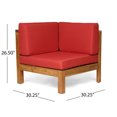 thumbnail image 4 of Noble House Brava Wood 8 Seater U-Shaped Sectional Sofa Set in Teak/Red, 4 of 10