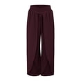 thumbnail image 4 of Lroveb Wide Leg Pants for Women Plus Size, Womens High Waisted Culottes Palazzo Pants, Pants Yoga Hippie Boho Beach Size Coffee, 4 of 5