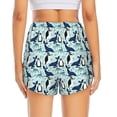 thumbnail image 2 of Lsque Penguins Whales Printed Women's Running Shorts with Liner Pockets,Elastic Quick Dry Workout Athletic Gym Yoga Shorts,Womens High Waist Shorts-Small, 2 of 9