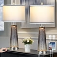thumbnail image 2 of Cinkeda Modern Table Lamp Set of 2 for Bedroom Living Room with USB A+C Ports AC Outlet Gradient Grey Glass Nightlight Nightstand Bedside Lamps, 2 of 6