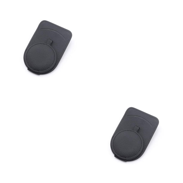Riwesomey Estuche para gafas de coche, Clip de sombra de sol de cuero, soporte de montaje para llave de gafas, organización Interior automotriz, negro Negro 2piezas Riwesomey CBP294905