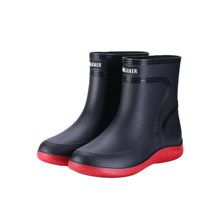 

Harsuny Unisex Kitchen Casual Garden Shoes Lightweight Waterproof Rain Boots Working Comfort Round Toe Work Shoe Red (Men) 8.5