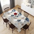 thumbnail image 6 of Navy Blue Floral Table Cloth Waterproof Tablecloths, Watercolor Flowers Farmhouse Linen Tablecloth Dining Table Cover for Kitchen Party Tabletop Outdoor, Rectangle Tablecloth 54x108 Inch, 6 of 9