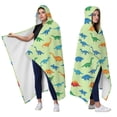 thumbnail image 2 of Wearable Blanket,LightGreen Multicolor Dinosaurs Hooded Wearable Flannel Blanket for Adults & Teens,Winter Poncho Shawl Wrap Cape Cozy Anti-Pill,50"x60", 2 of 5