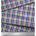 thumbnail image 3 of Soimoi Blue polyester Crepe Fabric Window Pane Check Printed Fabric 1 Yard 42 Inch Wide, 3 of 3